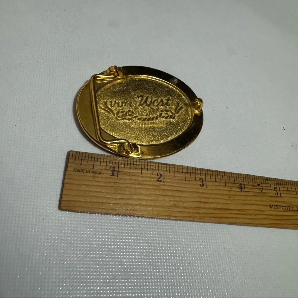 Von West USA‎ Vintage Gold Fishing Lure Belt Buckle Mens Fisherman Outdoor Hobby